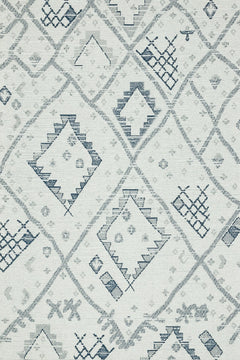 Koyu Mavi Etnik Modern Etnik Desenli Halı  | Makinada Yıkanabilir | Hav Toz Vermez | Leke Tutmayan | Kaymaz Taban | Dijital Makine Baskı | Salon Yolluk Mutfak Halısı