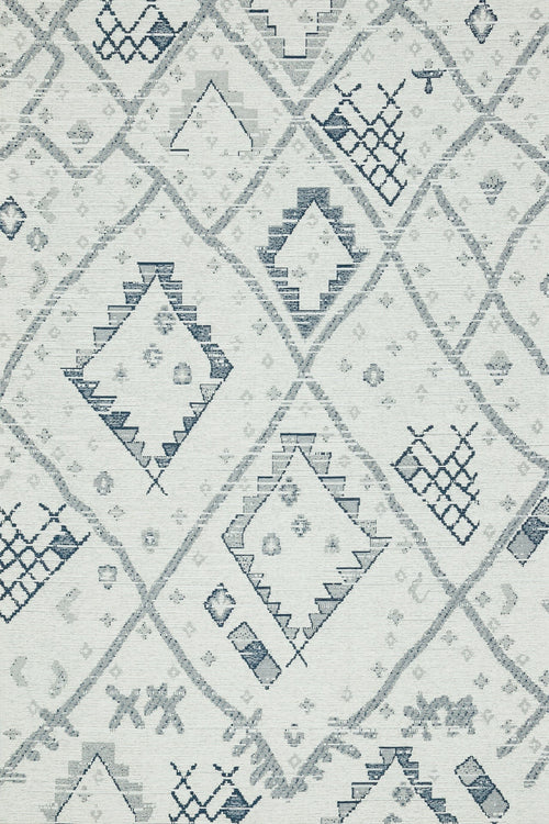 Koyu Mavi Etnik Modern Etnik Desenli Halı  | Makinada Yıkanabilir | Hav Toz Vermez | Leke Tutmayan | Kaymaz Taban | Dijital Makine Baskı | Salon Yolluk Mutfak Halısı