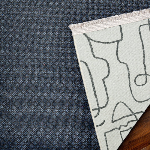 Beyaz Soyut Modern Etnik Desenli Halı  | Makinada Yıkanabilir | Hav Toz Vermez | Leke Tutmayan | Kaymaz Taban | Dijital Makine Baskı | Salon Yolluk Mutfak Halısı