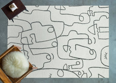 Beyaz Soyut Modern Etnik Desenli Halı  | Makinada Yıkanabilir | Hav Toz Vermez | Leke Tutmayan | Kaymaz Taban | Dijital Makine Baskı | Salon Yolluk Mutfak Halısı