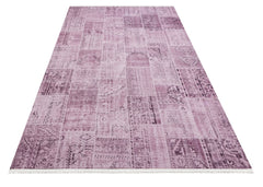 Brezovica Pembe Patchwork Pamuk ve Şönil Dijital Baskı Halı