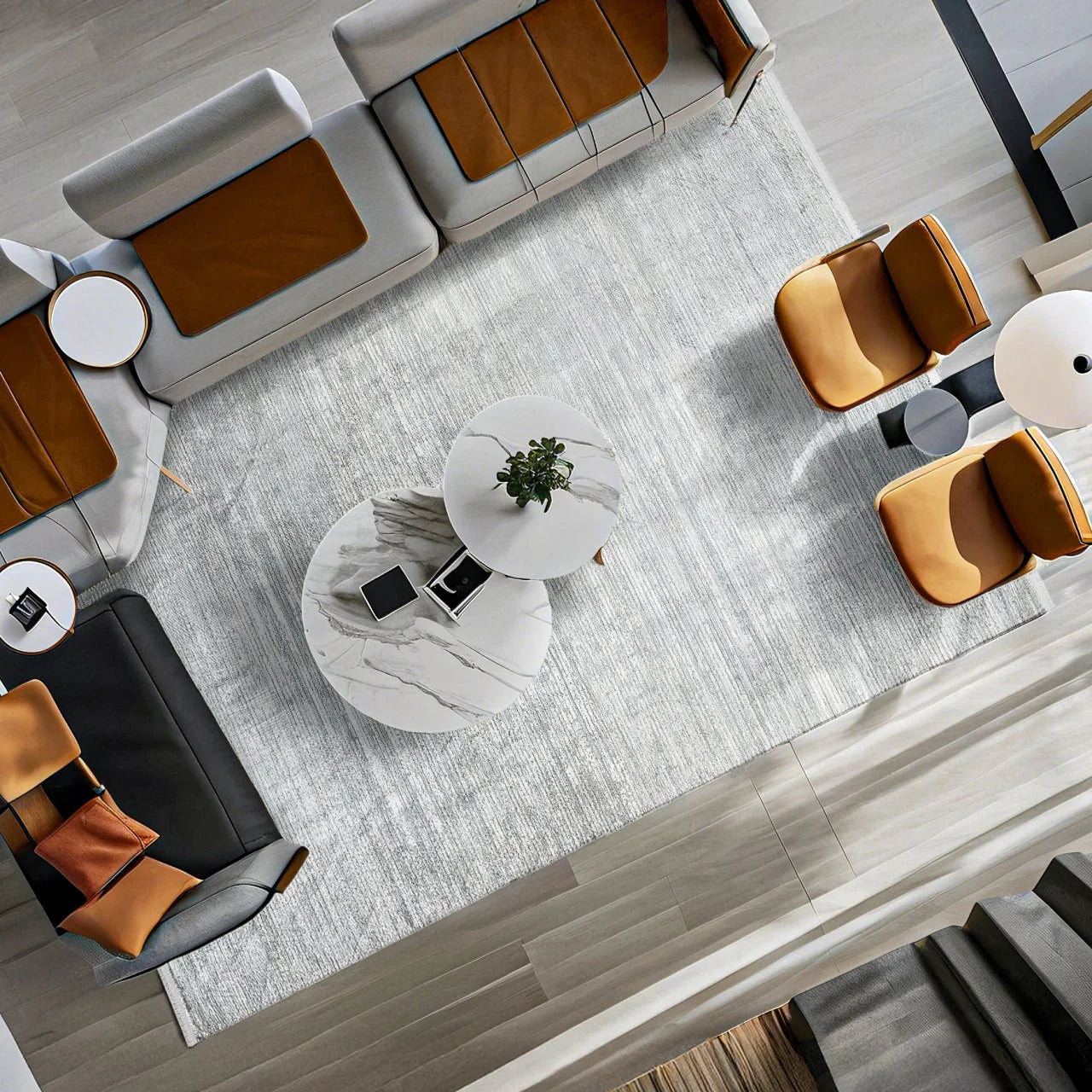 Beyaz Gri Düz Minimalist Halı - Yıkanabilir - Kaymaz Taban - Pati Dostu