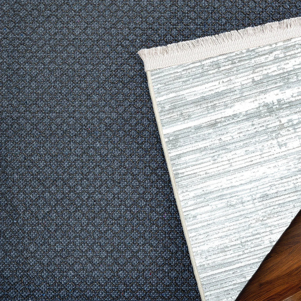 Beyaz Gri Düz Minimalist Halı - Yıkanabilir - Kaymaz Taban - Pati Dostu
