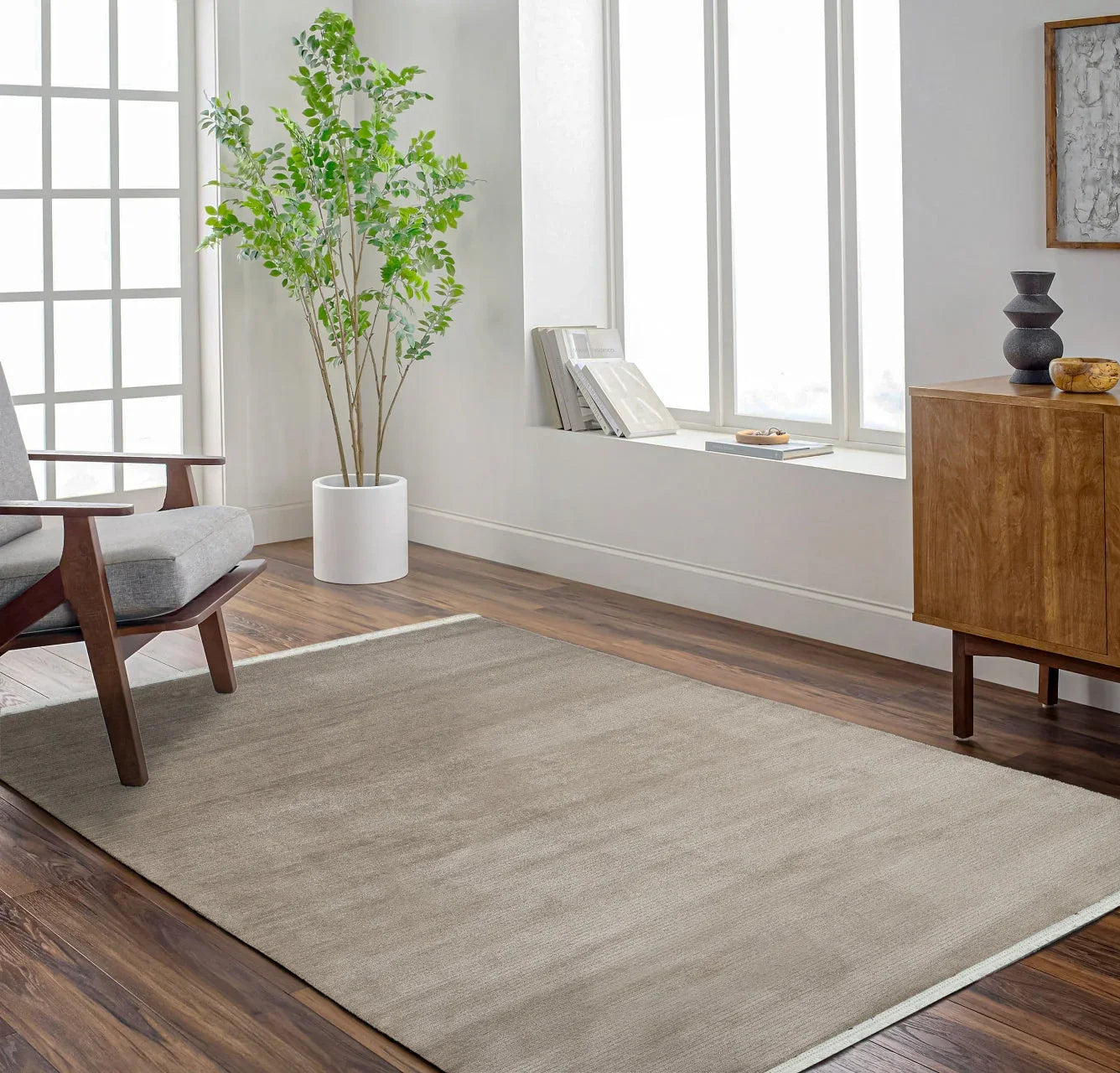 Vizon Düz Minimalist Halı - Yıkanabilir - Kaymaz Taban - Pati Dostu
