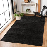 Black Modern Living Room Rug - Polyester Machine-Woven