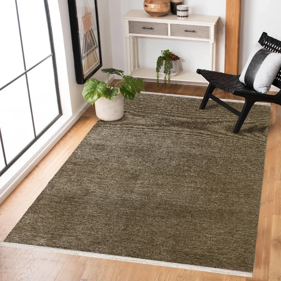 Bej Vizon Düz Modern Halı - Yıkanabilir - Kaymaz Taban - Pati Dostu