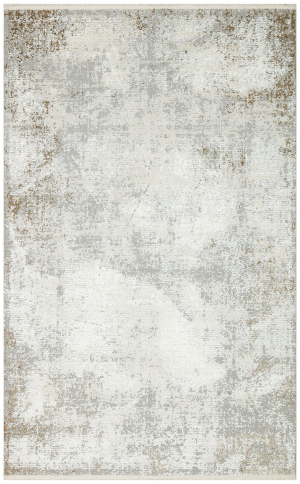 Bej Gri Eskitme Modern Triko Halı - Pati Dostu - Toz Vermez