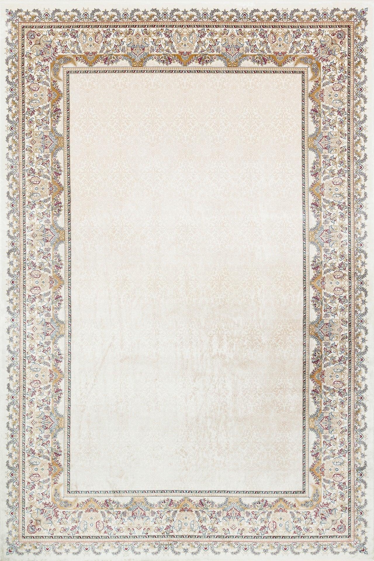 Bej Krem Klasik Modern Halı - Yıkanabilir - Kaymaz Taban - Pati Dostu