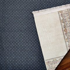 Krem Çerçeveli Modern Etnik Desenli Halı  | Makinada Yıkanabilir | Hav Toz Vermez | Leke Tutmayan | Kaymaz Taban | Dijital Makine Baskı | Salon Yolluk Mutfak Halısı