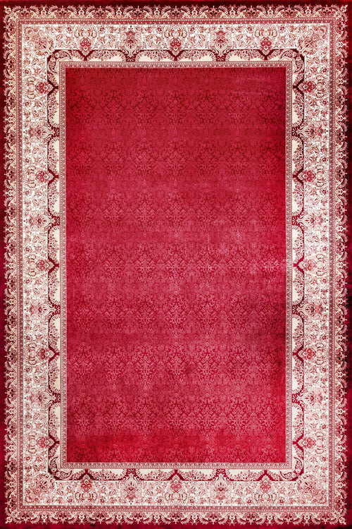 Bordo Çerçeveli Modern Etnik Desenli Halı  | Makinada Yıkanabilir | Hav Toz Vermez | Leke Tutmayan | Kaymaz Taban | Dijital Makine Baskı | Salon Yolluk Mutfak Halısı