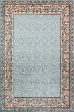 Mavi Çerçeveli Modern Etnik Desenli Halı  | Makinada Yıkanabilir | Hav Toz Vermez | Leke Tutmayan | Kaymaz Taban | Dijital Makine Baskı | Salon Yolluk Mutfak Halısı