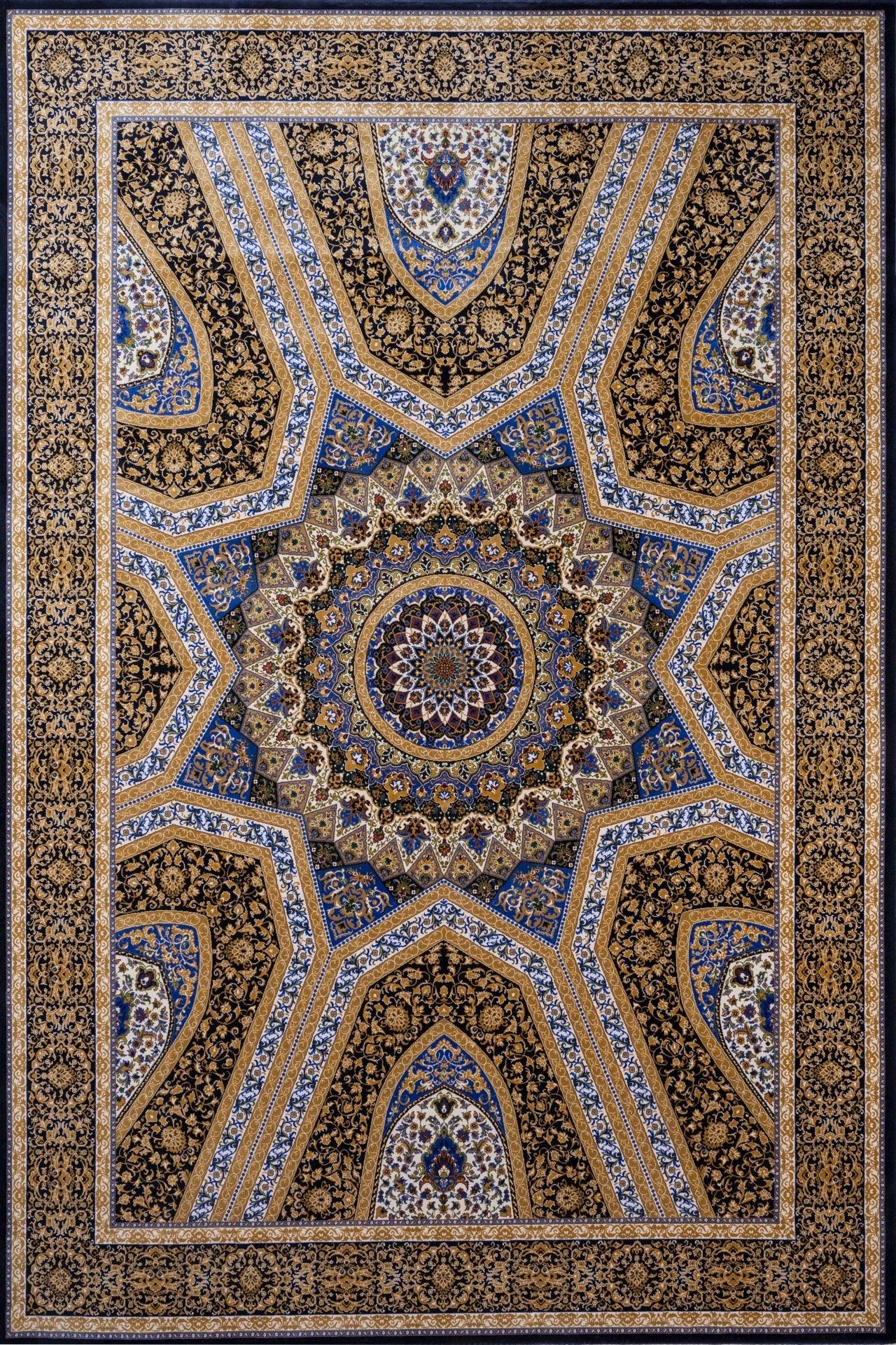 Bej Desenli Göbekli Halı - Yıkanabilir - Kaymaz Taban - Pati Dostu