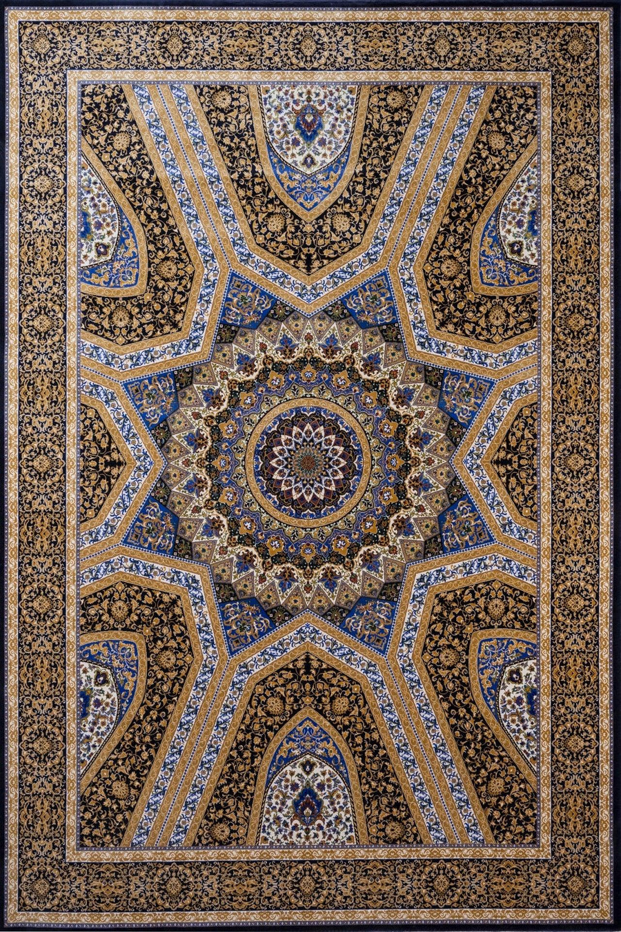 Bej Desenli Göbekli Halı - Yıkanabilir - Kaymaz Taban - Pati Dostu