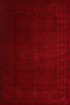 Kırmızı Etnik Modern Etnik Desenli Halı  | Makinada Yıkanabilir | Hav Toz Vermez | Leke Tutmayan | Kaymaz Taban | Dijital Makine Baskı | Salon Yolluk Mutfak Halısı