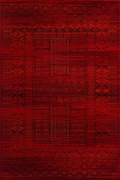 Kırmızı Etnik Modern Etnik Desenli Halı  | Makinada Yıkanabilir | Hav Toz Vermez | Leke Tutmayan | Kaymaz Taban | Dijital Makine Baskı | Salon Yolluk Mutfak Halısı