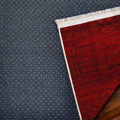 Kırmızı Etnik Modern Etnik Desenli Halı  | Makinada Yıkanabilir | Hav Toz Vermez | Leke Tutmayan | Kaymaz Taban | Dijital Makine Baskı | Salon Yolluk Mutfak Halısı