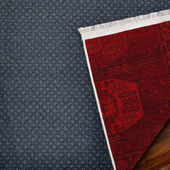 Kırmızı Göçebe Modern Etnik Desenli Halı  | Makinada Yıkanabilir | Hav Toz Vermez | Leke Tutmayan | Kaymaz Taban | Dijital Makine Baskı | Salon Yolluk Mutfak Halısı