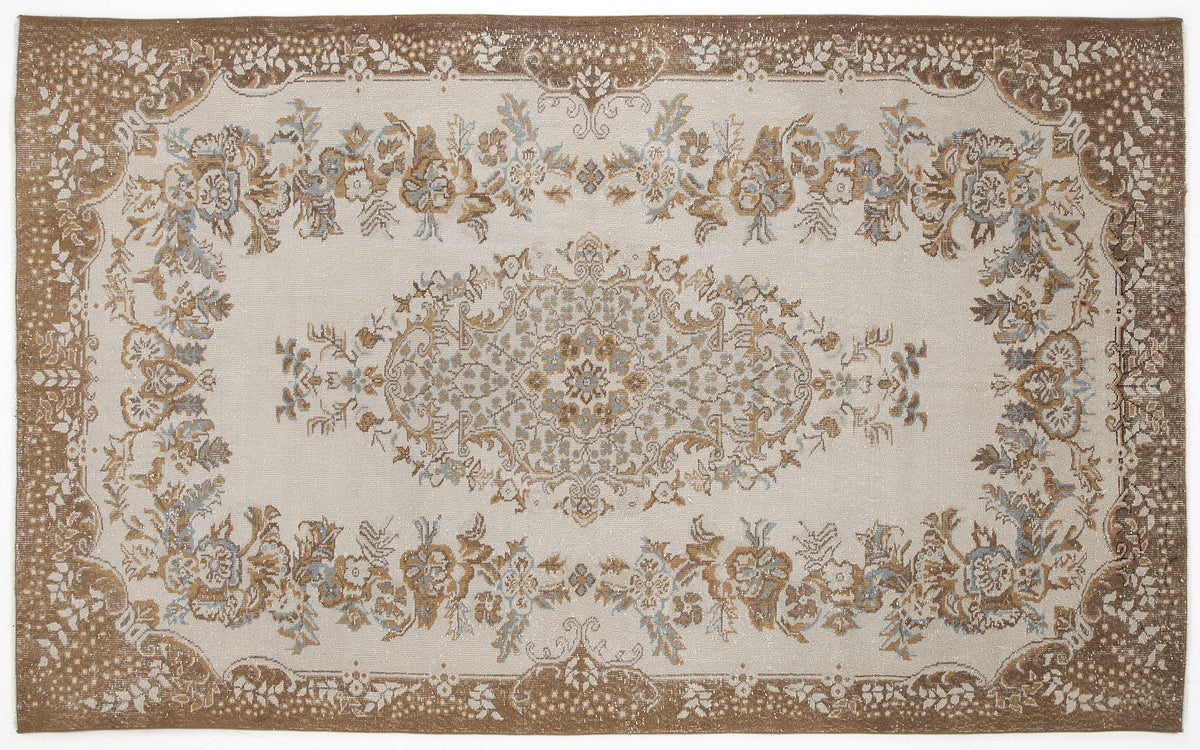 Tirena Bej ve Krem Madalyon Desenli El Dokuma Halı 186x310 cm