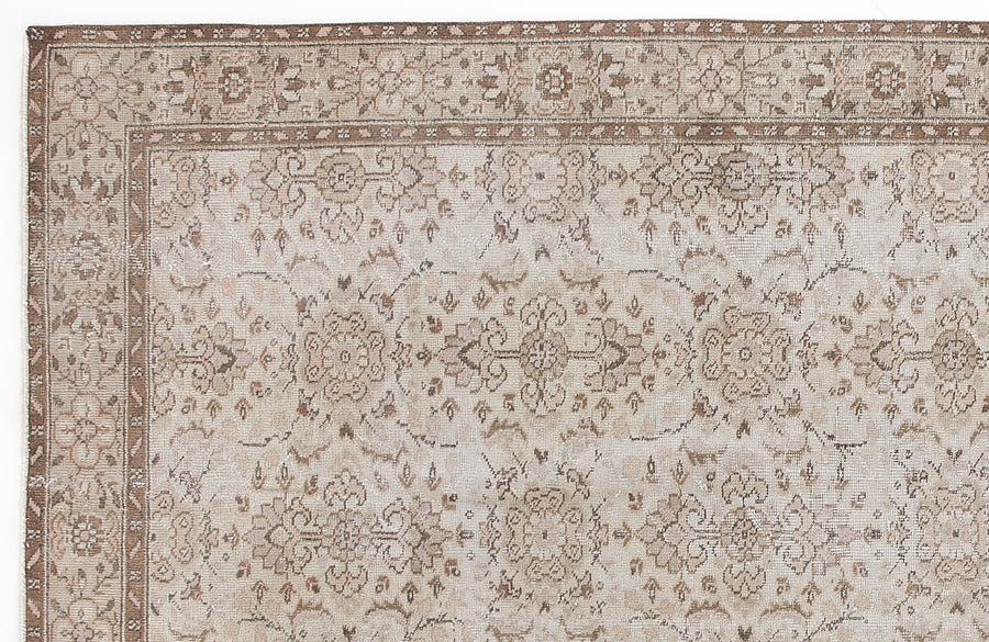 Tirena Bej ve Kahverengi Çiçek Desenli El Dokuma Halı 155x267 cm – detay görünümü