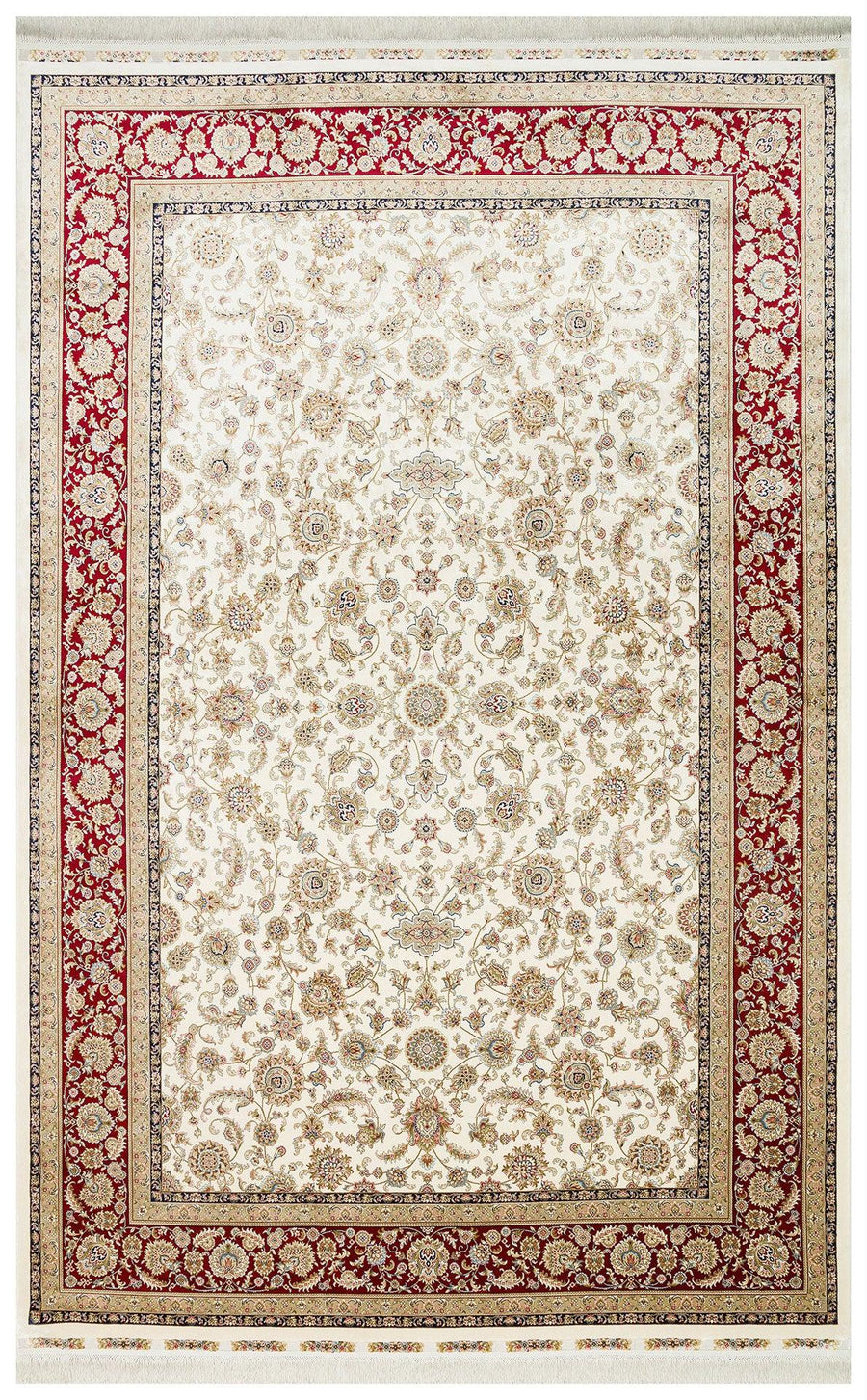 Bej Krem Klasik Saray Viskon Halı - Pati Dostu - Toz Vermez