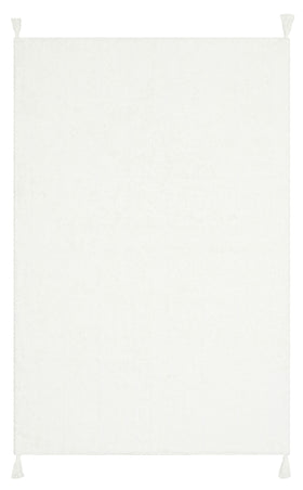 Beyaz Krem Bebek Düz Triko Halı - Yıkanabilir - Pati Dostu - Toz Vermez