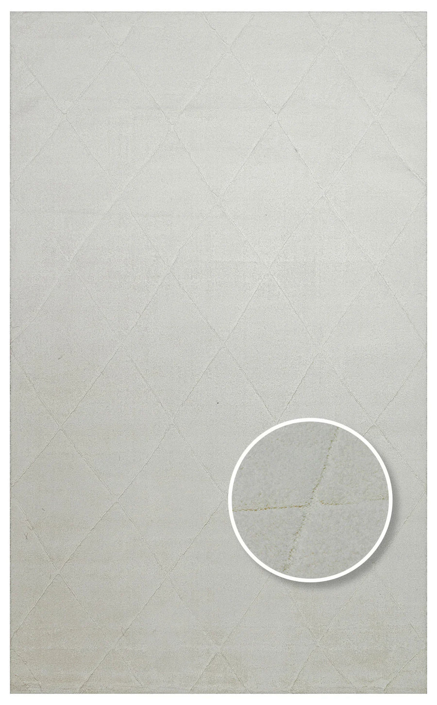 Beyaz Krem Baklava Geometrik Triko Halı - Pati Dostu - Toz Vermez