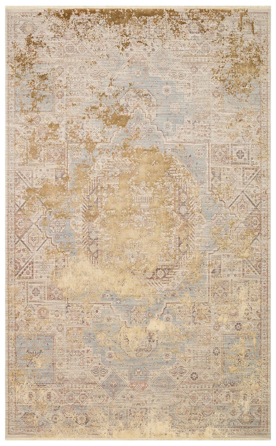 Bej Gold Eskitme Modern Triko Halı - Pati Dostu - Toz Vermez