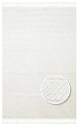Tapis de salon modernes crème et blanc à motifs géométriques