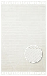 Beyaz Krem Geometrik Desenli Polyester Halı 6 Metrekare