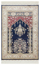 Lacivert Geometrik Desenli Yün Klasik Salon Halısı 80x125 cm