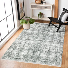 Antrasit Soyut Modern Etnik Desenli Halı  | Makinada Yıkanabilir | Hav Toz Vermez | Leke Tutmayan | Kaymaz Taban | Dijital Makine Baskı | Salon Yolluk Mutfak Halısı