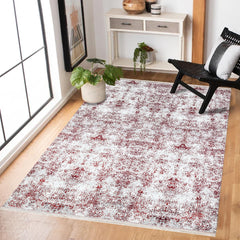 Bordo Modern Modern Etnik Desenli Halı  | Makinada Yıkanabilir | Hav Toz Vermez | Leke Tutmayan | Kaymaz Taban | Dijital Makine Baskı | Salon Yolluk Mutfak Halısı