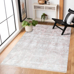 Pembe Soyut Modern Etnik Desenli Halı  | Makinada Yıkanabilir | Hav Toz Vermez | Leke Tutmayan | Kaymaz Taban | Dijital Makine Baskı | Salon Yolluk Mutfak Halısı