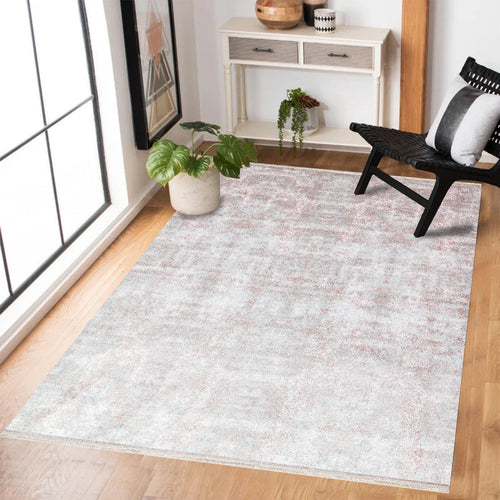 Pembe Soyut Modern Etnik Desenli Halı  | Makinada Yıkanabilir | Hav Toz Vermez | Leke Tutmayan | Kaymaz Taban | Dijital Makine Baskı | Salon Yolluk Mutfak Halısı