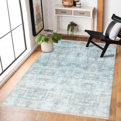 Mavi Soyut Modern Etnik Desenli Halı  | Makinada Yıkanabilir | Hav Toz Vermez | Leke Tutmayan | Kaymaz Taban | Dijital Makine Baskı | Salon Yolluk Mutfak Halısı