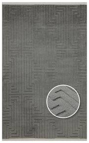 Hav Toz Vermez Sade Desenli Yumuşak Dokulu Modern Makine Halısı