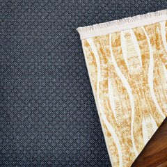 Sarı Geometrik Modern Etnik Desenli Halı  | Makinada Yıkanabilir | Hav Toz Vermez | Leke Tutmayan | Kaymaz Taban | Dijital Makine Baskı | Salon Yolluk Mutfak Halısı