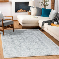 Gri Çerçeveli Modern Etnik Desenli Halı  | Makinada Yıkanabilir | Hav Toz Vermez | Leke Tutmayan | Kaymaz Taban | Dijital Makine Baskı | Salon Yolluk Mutfak Halısı