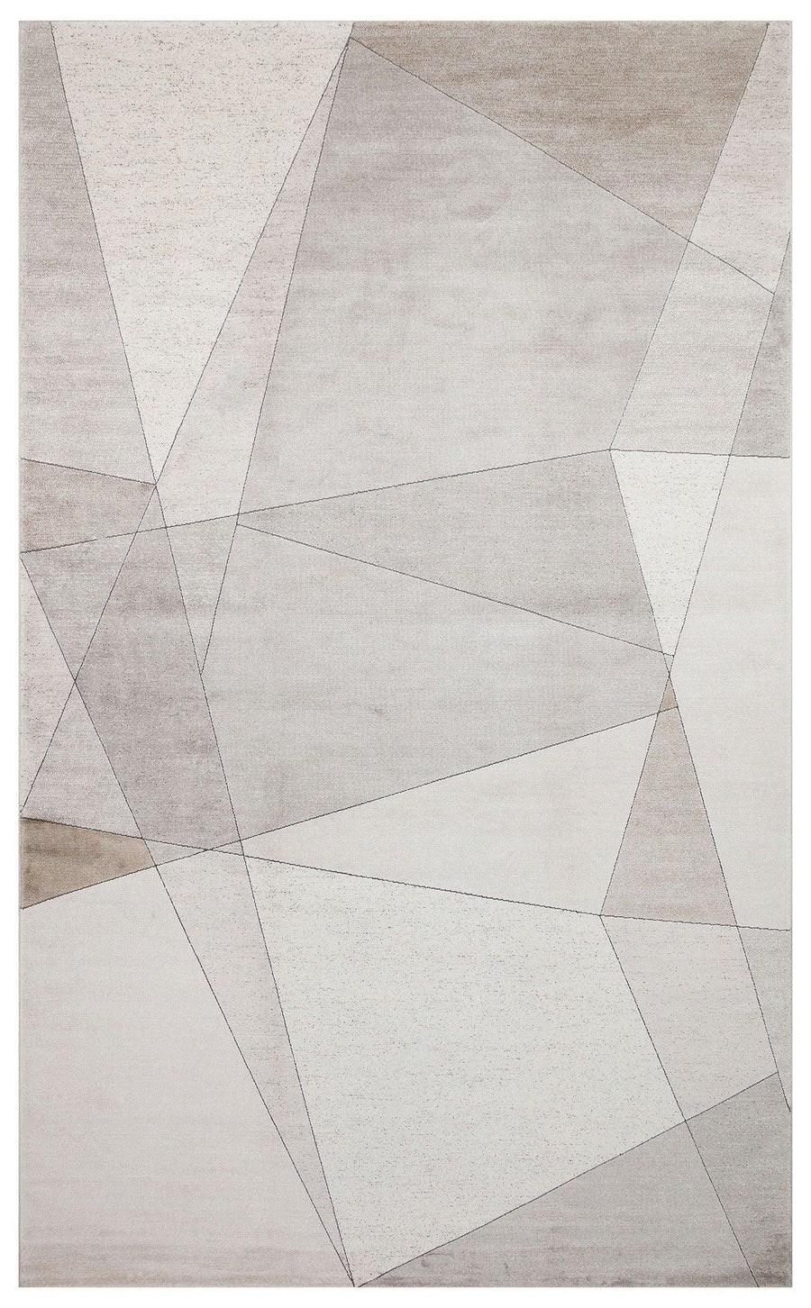 Beyaz Gri Geometrik Modern Triko Halı - Toz Vermez