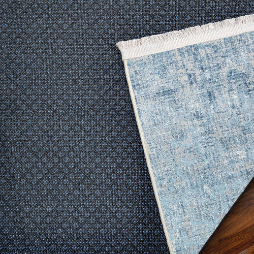 Mavi Modern Modern Etnik Desenli Halı  | Makinada Yıkanabilir | Hav Toz Vermez | Leke Tutmayan | Kaymaz Taban | Dijital Makine Baskı | Salon Yolluk Mutfak Halısı