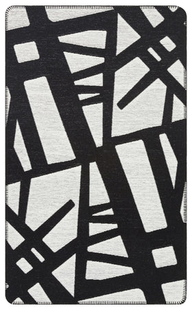 Beyaz Krem Dekoratif Geometrik Jüt Halı - Yıkanabilir - Kaymaz Taban - Pati Dostu