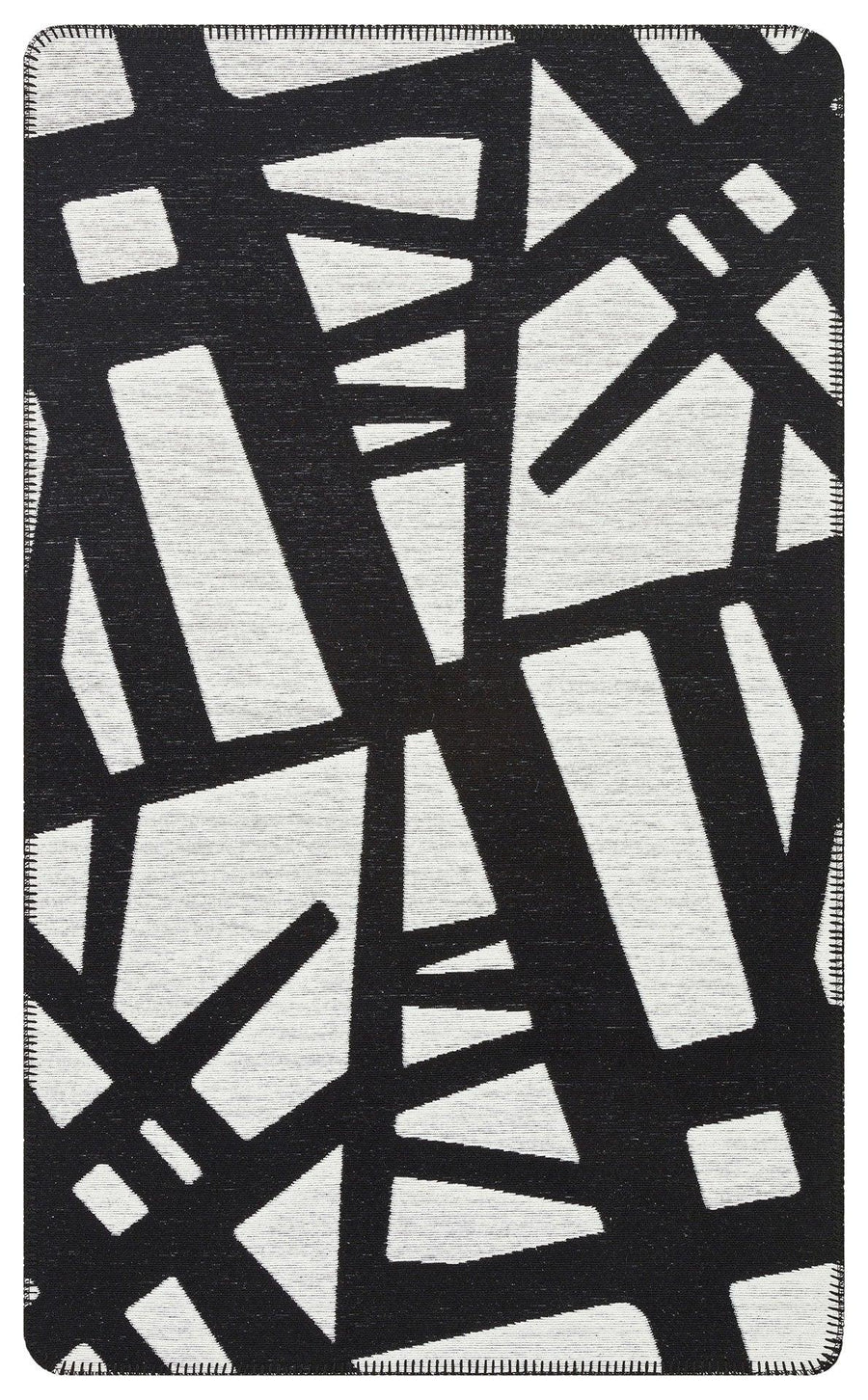 Beyaz Krem Dekoratif Geometrik Jüt Halı - Yıkanabilir - Kaymaz Taban - Pati Dostu