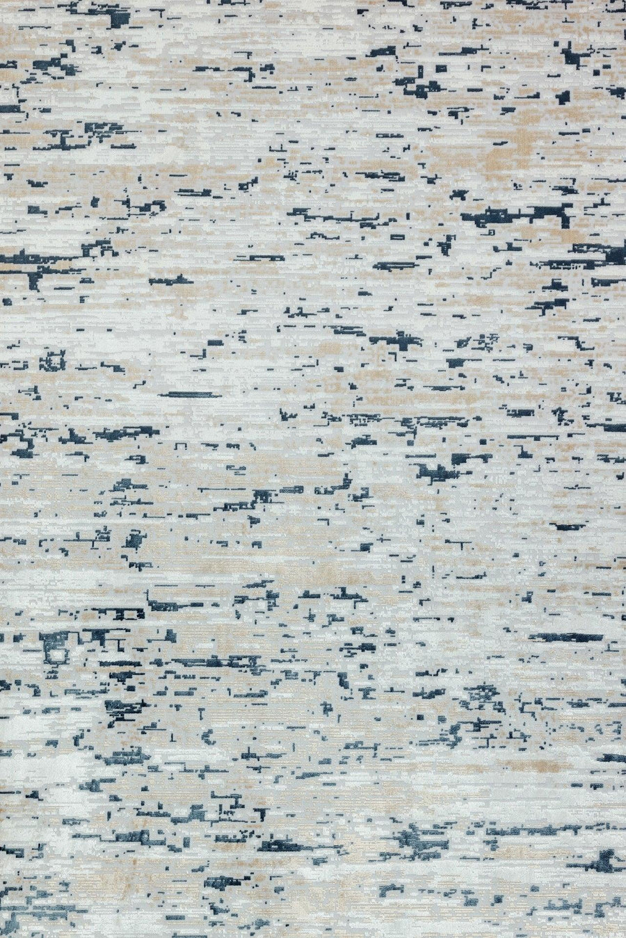 Modern White & Navy Blue Abstract Area Rug – in the living room