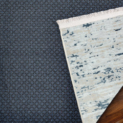 Mavi Modern Modern Etnik Desenli Halı  | Makinada Yıkanabilir | Hav Toz Vermez | Leke Tutmayan | Kaymaz Taban | Dijital Makine Baskı | Salon Yolluk Mutfak Halısı