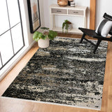 Black Beige Modern Living Room Rug - Polyester