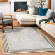 Addilyn Krem Çerçeveli Akrilik Makine Halısı