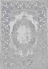 Tapis de salon gris : style vieilli à motif médaillon, 180x250 cm