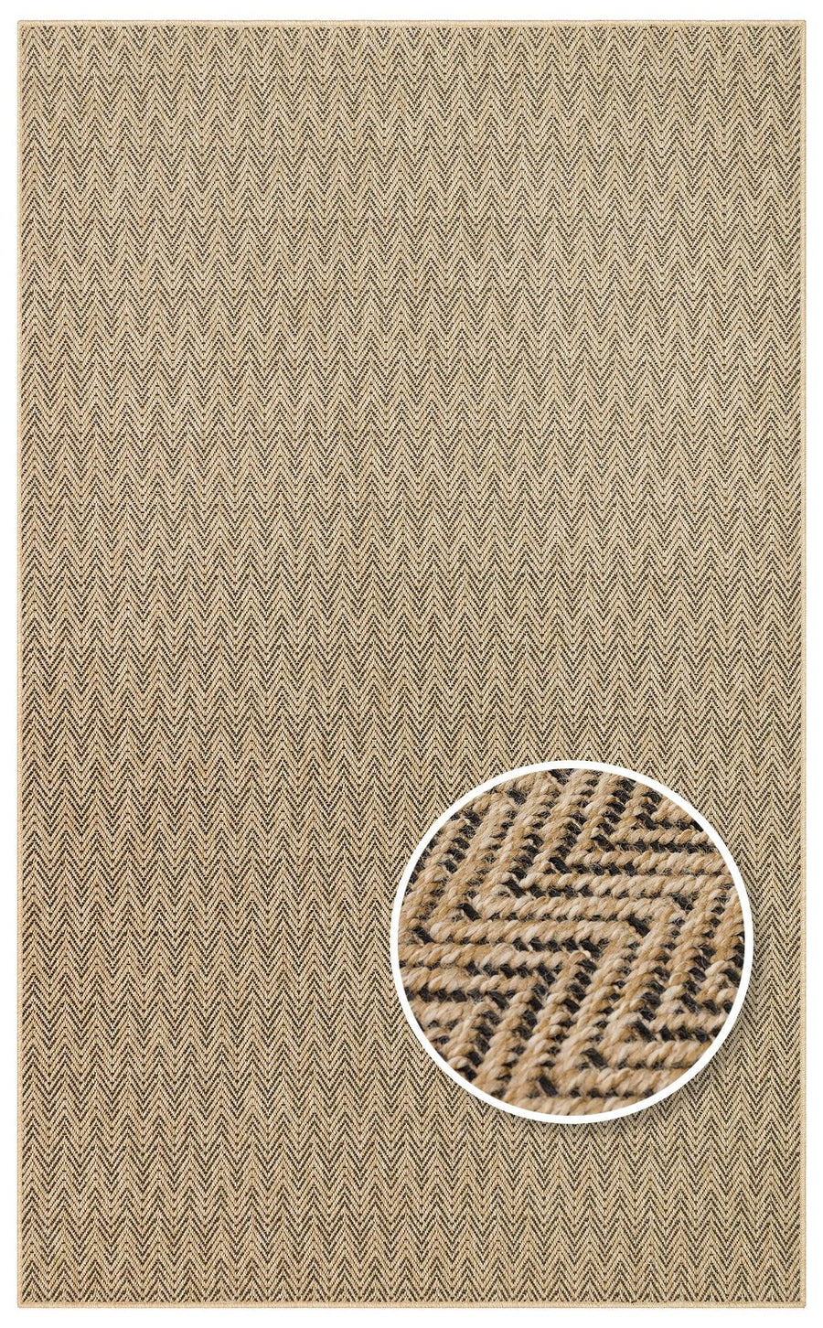 Antrasit Bej Balıksırtı Dekoratif Jüt Halı - Pati Dostu - Toz Vermez