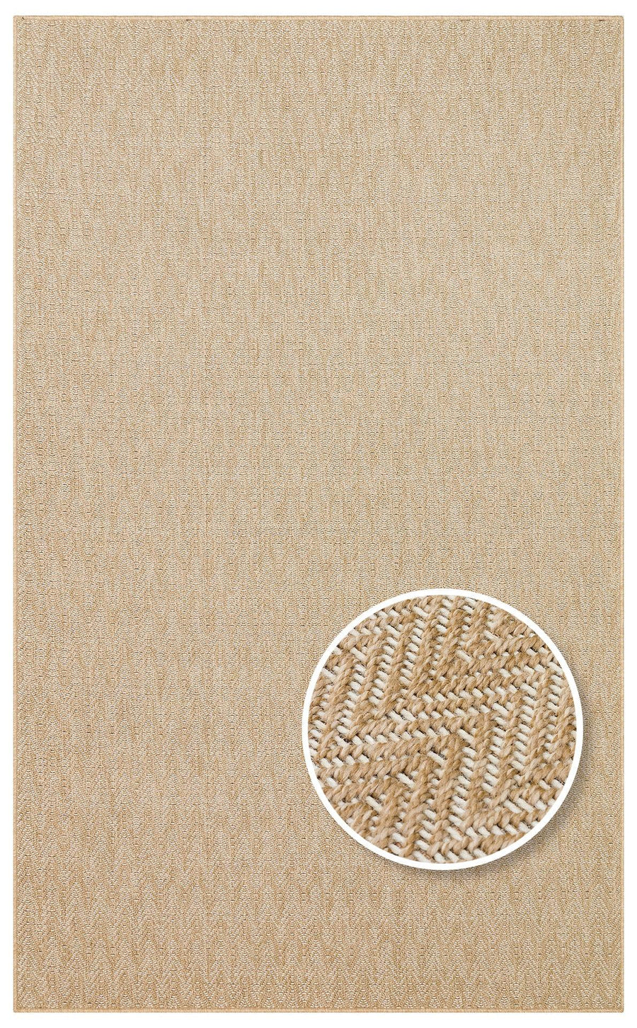 Bej Balıksırtı Dekoratif Jüt Halı - Pati Dostu - Toz Vermez