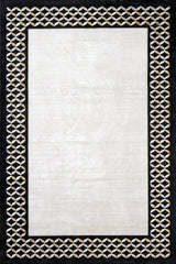 Cream Black Distressed Living Room Rug - Cotton